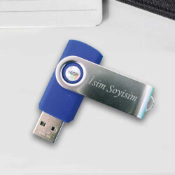 İsme Özel Plastik Metal Usb Flash Bellek | Mavi